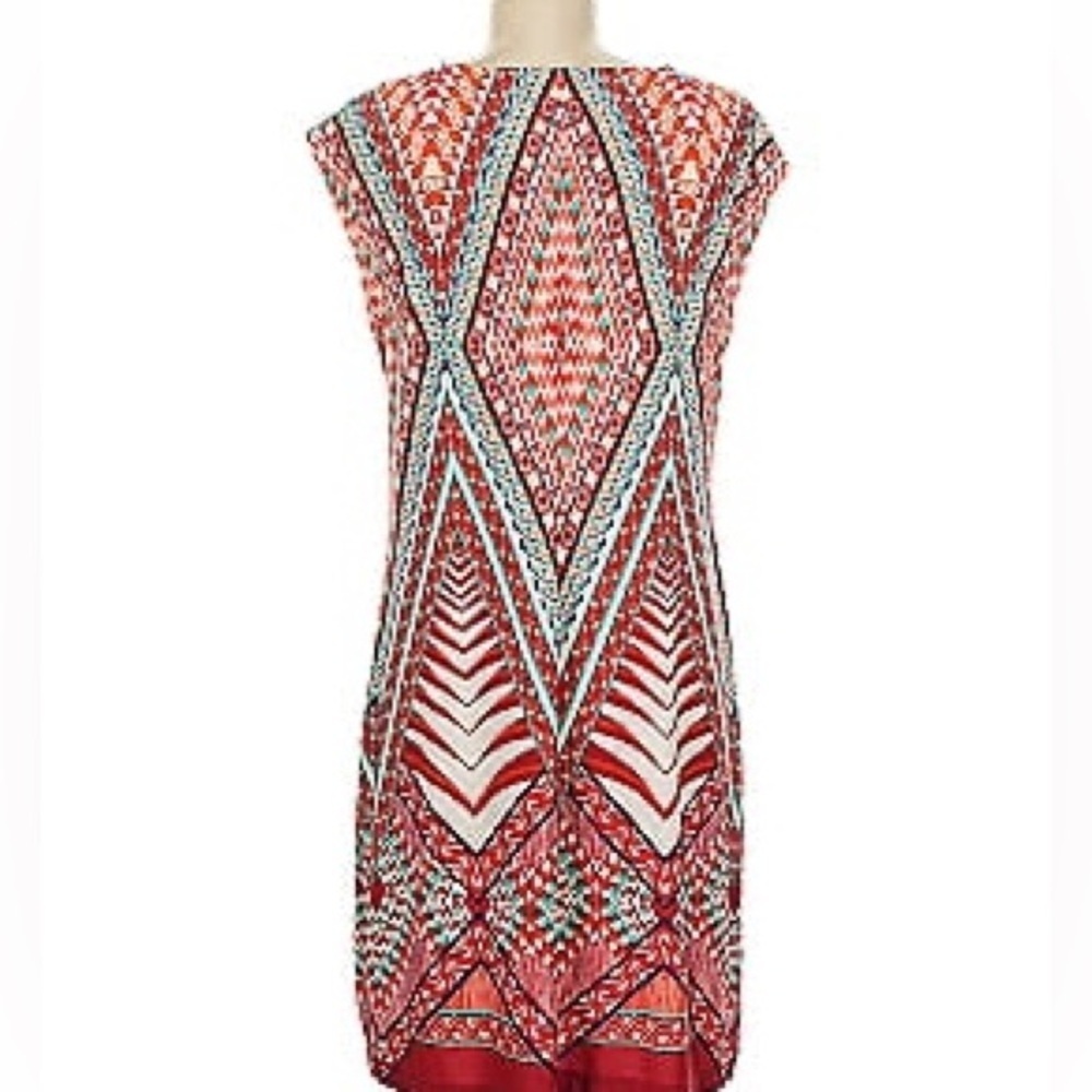 (255)Studio One Red and Orange Sleeveless Sheath Dress - Picture 2 of 6